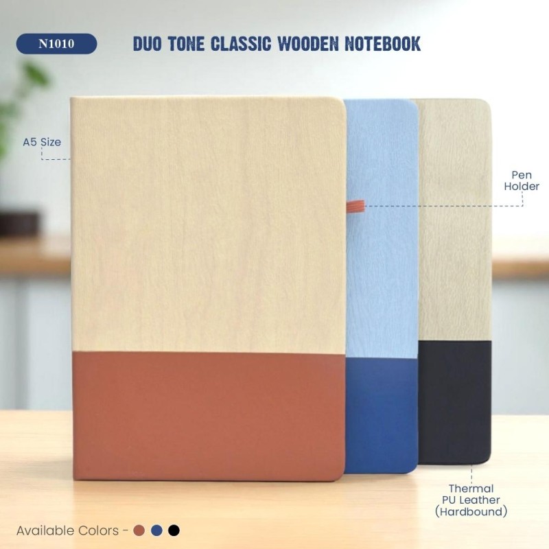 Duo Tone Classic Wooden Notebook