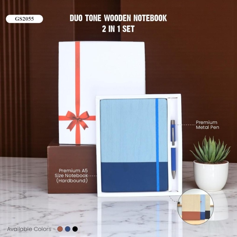 Duo Tone Wooden Notebook 2 in 1 Set