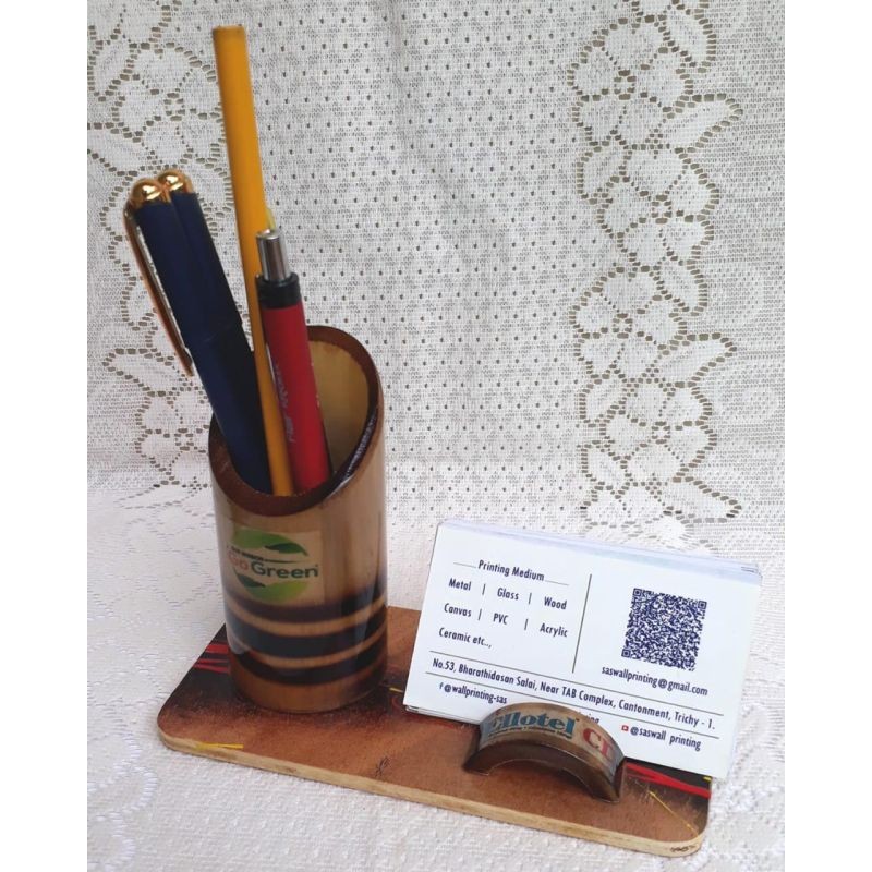 Bamboo Pen Stand with Mobile Holder