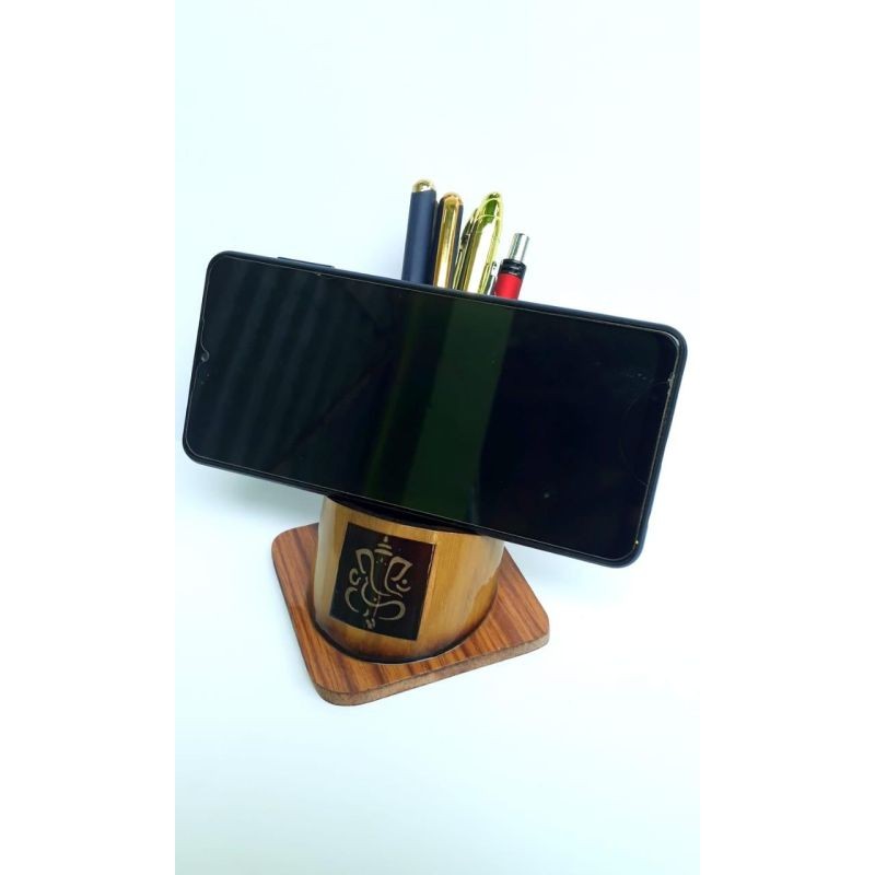 Bamboo Pen Stand with Mobile Holder