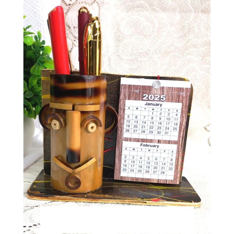 PENSTAND WITH CALENDAR (HAND PAINTED BACKGROUND)
