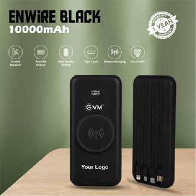 EnWire Black 10000mAh Wireless Powerbank with Digital Display